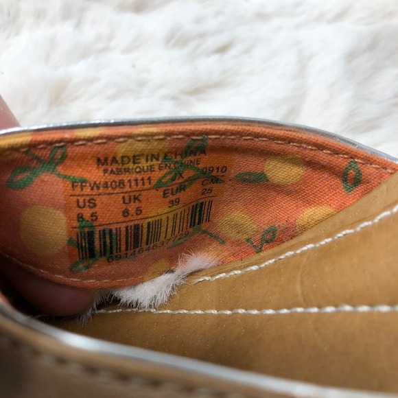 Fossil  Tan Flower Platform Women 4"Heels 1" Platform Sz 8.5 - Picture 9 of 9